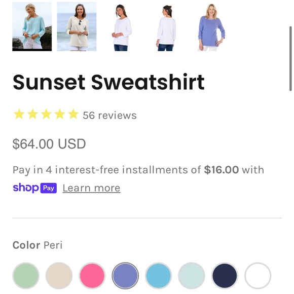 Fresh Produce Periwinkle Blue Sunset Sweatshirt w Raw/Unfinished Hems - Picture 4 of 13